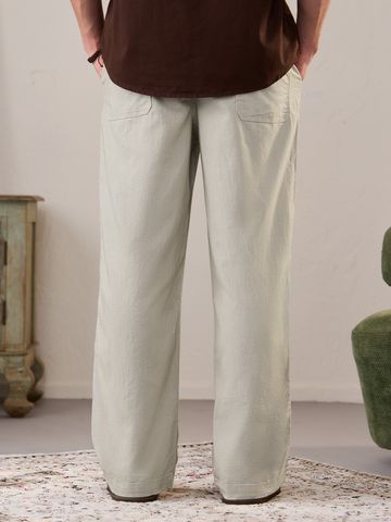 Buy Straight-Fit Pants: Stone Grey Men Pants Online F56
