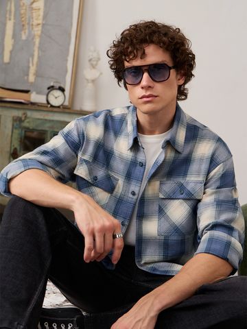 Buy Plaid Shirt: Skyfall Men Utility Shirt Online C76