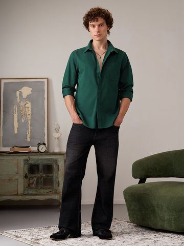 Buy Solids: Green Grove Men Solid Shirt Online C76