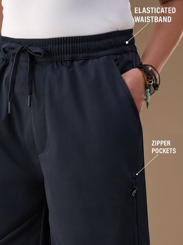 Buy Baggy-Fit Pants: Navy Blue Men Cargo Pants Online F56
