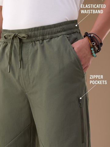 Buy Baggy-Fit Pants: Dusty Olive Men Pants Online F56