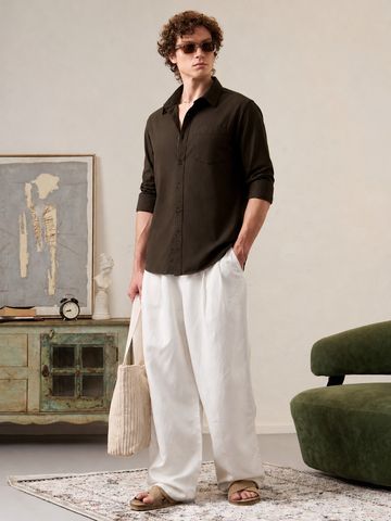 Buy Solids: Dark Mocha Men Solid Shirt Online C76
