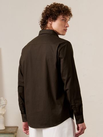 Buy Solids: Dark Mocha Men Solid Shirt Online C76