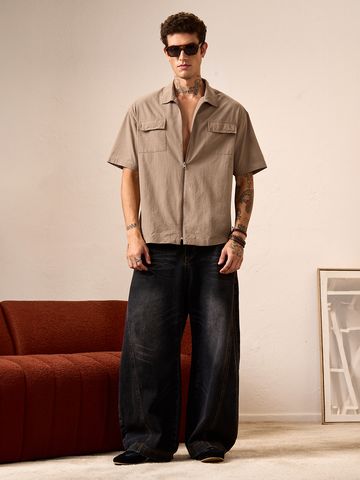Buy Textured Shirt: Desert Men Oversized Shirts Online C76