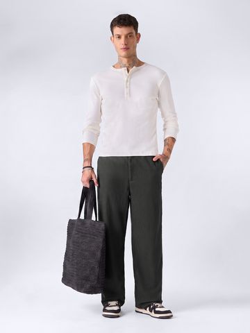 Buy Indie Stripes: Deep Black Men Korean Pants Online F56