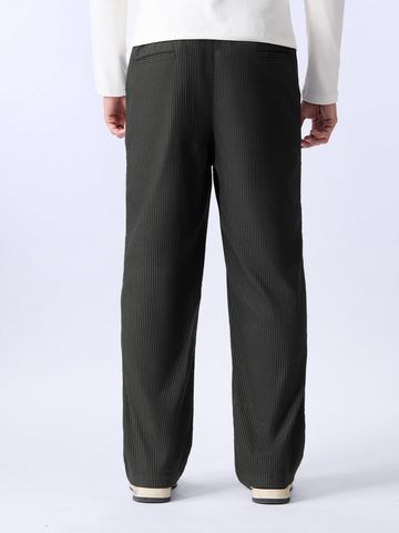 Buy Indie Stripes: Deep Black Men Korean Pants Online F56