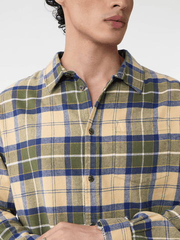 Buy Plaid Shirt: Mustard Men Shirts Online C76