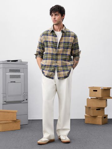 Buy Plaid Shirt: Mustard Men Shirts Online C76