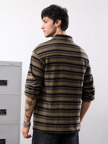 Buy Oversized Knit Shirt: Olive Men Knit Shirt Online C76