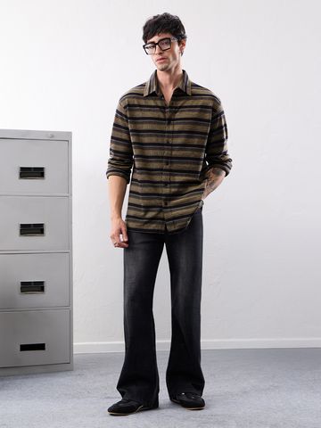 Buy Oversized Knit Shirt: Olive Men Knit Shirt Online C76