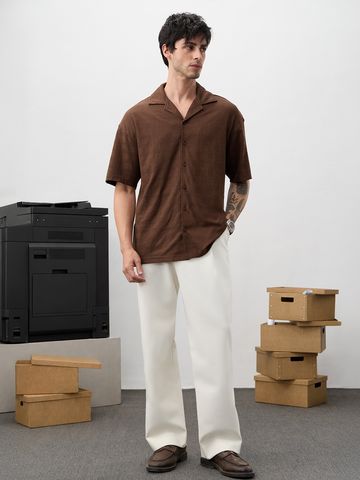 Buy Oversized Shirt: Deep Mocha Men Oversized Shirts Online C76