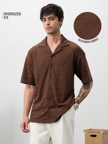 Buy Oversized Shirt: Deep Mocha Men Oversized Shirts Online C76
