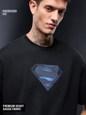 Buy Superman: Blue Logo Men Oversized T-Shirts Online OS23