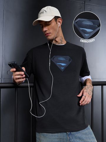 Buy Superman: Blue Logo Men Oversized T-Shirts Online OS23
