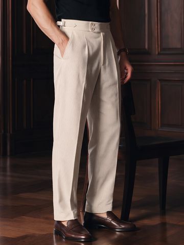 Buy Straight-Fit Pants: Brown Stripes Men Pants Online F56