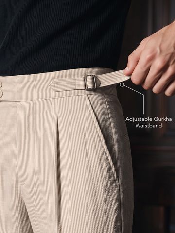 Buy Straight-Fit Pants: Brown Stripes Men Pants Online F56