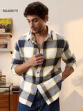 Buy Plaid: Navy, Beige Men Relaxed Shirts Online C76