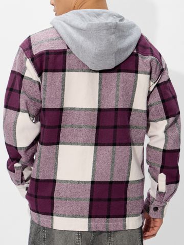 Buy Plum Checked Men Shacket Online C76