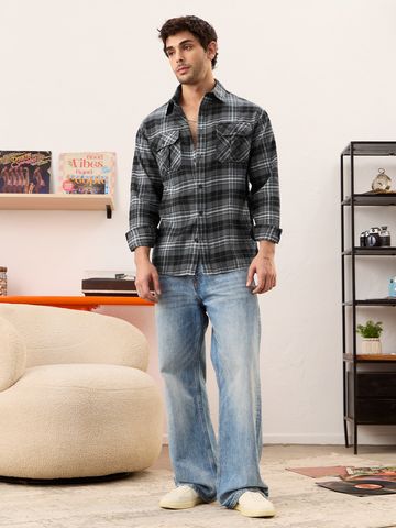 Buy Plaid: Monochrome Men Utility Shirts Online C76