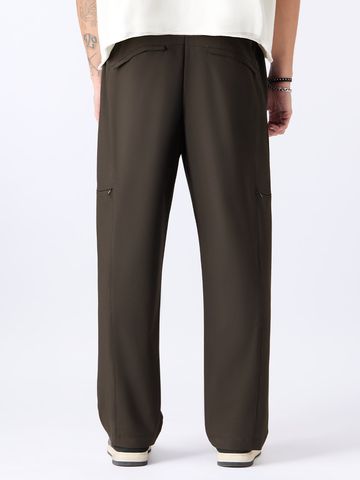 Buy Straight-Fit Pants: Mocha Brown Men Pants Online F56