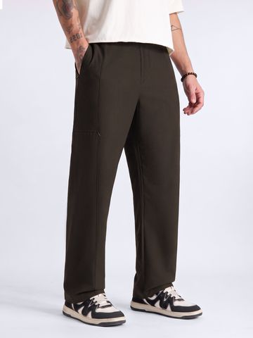 Buy Straight-Fit Pants: Mocha Brown Men Pants Online F56