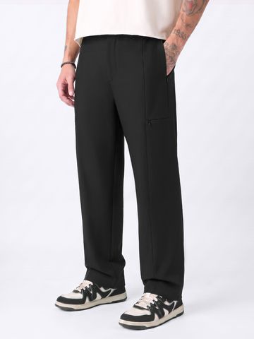 Buy Straight-Fit Pants: Ink Black Men Pants Online F56