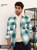 Buy Plaid: Light Emerald And White Men Flannel Shackets Online C76