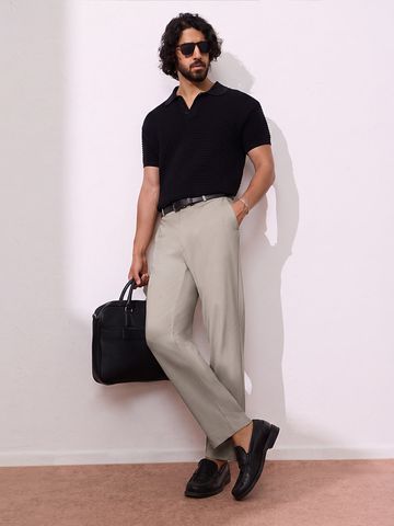 Buy Classic-Fit Pants: Light Khaki Men Pants Online F56