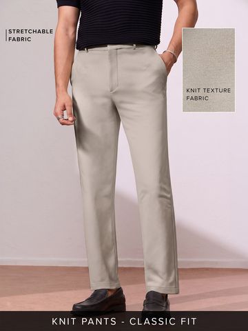Buy Classic-Fit Pants: Light Khaki Men Pants Online F56