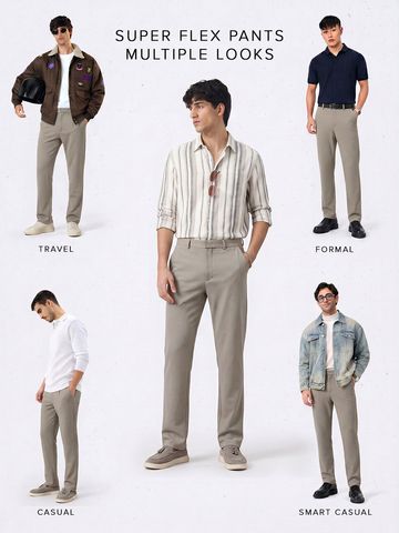 Buy Classic-Fit Pants: Light Khaki Men Pants Online F56