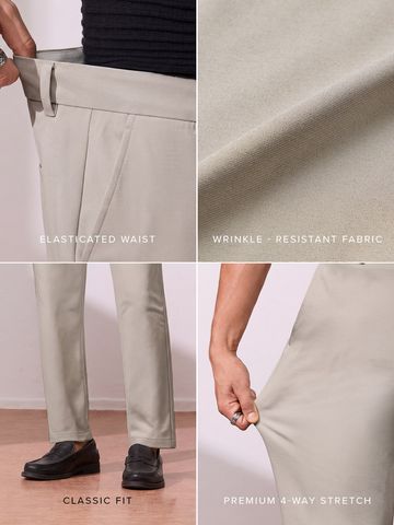 Buy Classic-Fit Pants: Light Khaki Men Pants Online F56