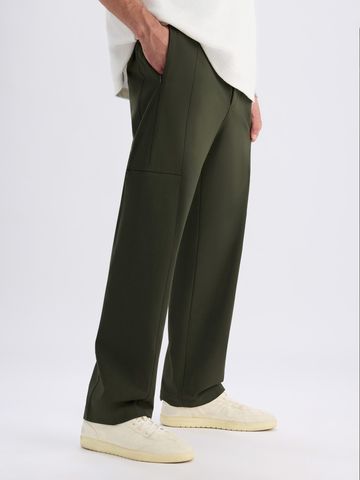 Buy Straight-Fit Pants: Olive Green Men Pants Online F56