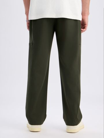 Buy Straight-Fit Pants: Olive Green Men Pants Online F56