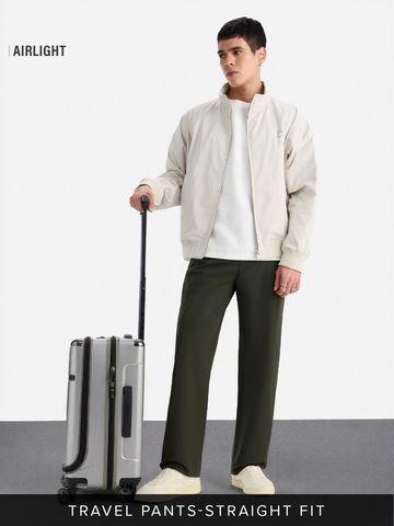 Buy Straight-Fit Pants: Olive Green Men Pants Online F56