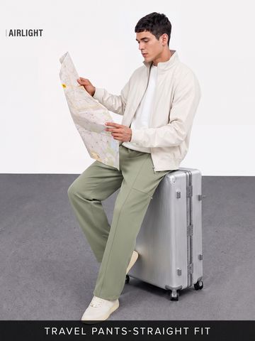 Buy Straight-Fit Pants: Sage Green Men Pants Online F56