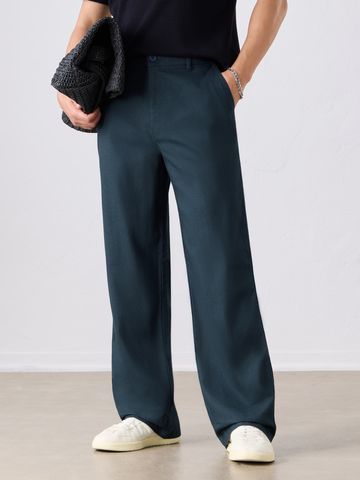 Buy Straight-Fit Pants: Dark Teal Men Pants Online F56