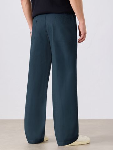 Buy Straight-Fit Pants: Dark Teal Men Pants Online F56