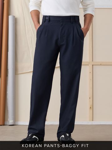 Buy Baggy-Fit Pants: Midnight Navy Men Korean Pant Online F56
