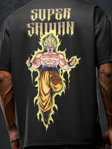Buy Drogon Ball Z: Super Saiyan Men Oversized T-Shirt Online OS23