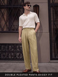 Buy Double Pleated Pants: Beige Men Pants Online F56