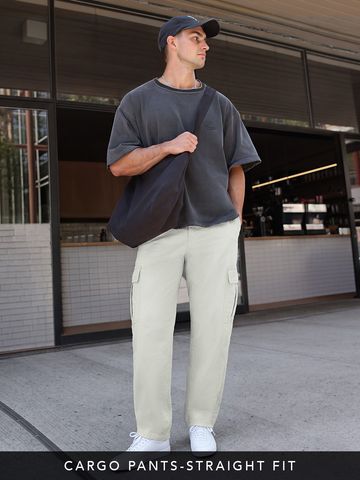 Buy Cargo Pants: Feather Grey Men Cargo Pants Online F56