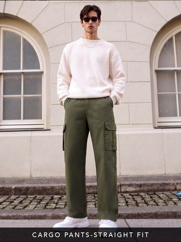 Buy Cargo Pants: Tranquil Green Men Cargo Pants Online F56