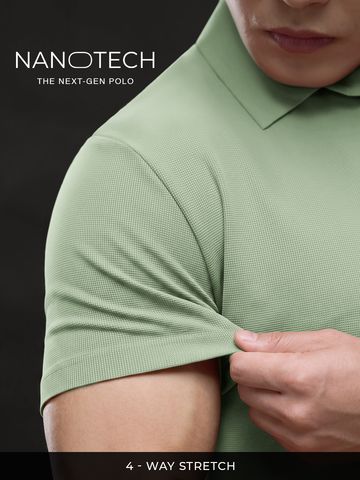 Buy Soilds: Sage Green Men Textured Polos Online P09