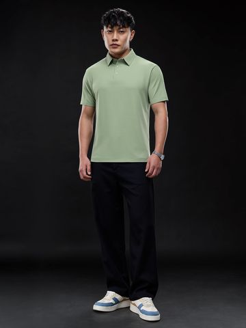 Buy Soilds: Sage Green Men Textured Polos Online P09