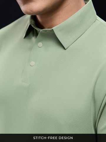 Buy Soilds: Sage Green Men Textured Polos Online P09