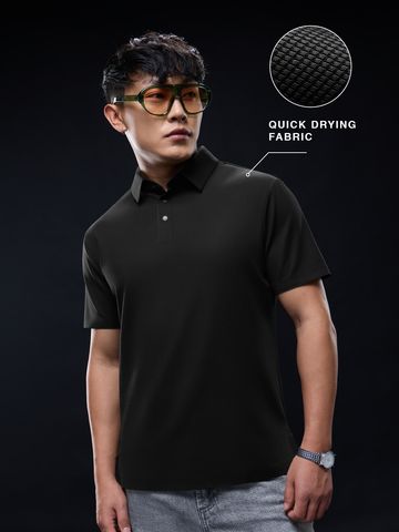 Buy Soilds: Blackboard Men Textured Polos Online P09