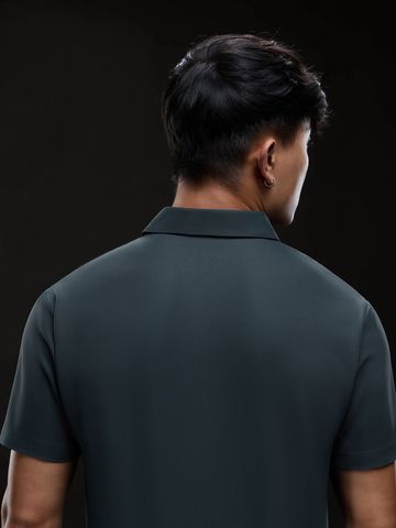 Buy Solids: Deep Teal Men Textured Polos Online P09