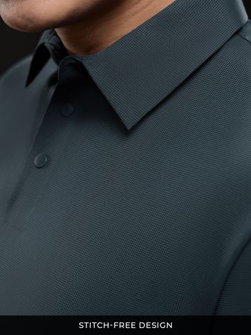 Buy Solids: Deep Teal Men Textured Polos Online P09