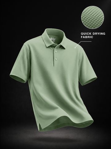 Buy Soilds: Sage Green Men Textured Polos Online P09