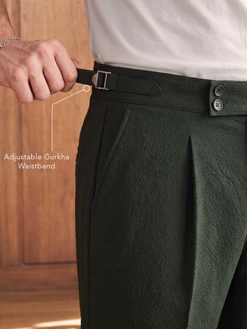 Buy Textured Gurkha Pants: Olive Men Pants Online F56